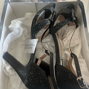 Badgley Mischka Sparkling Black Strappy Heels